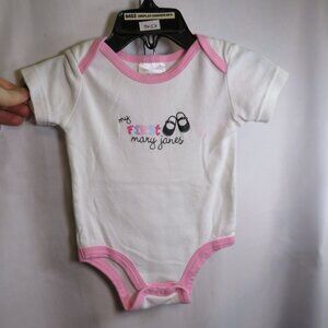 Baby My First Mary Janes (shoes) Bodysuit 0-6mts 100% cotton